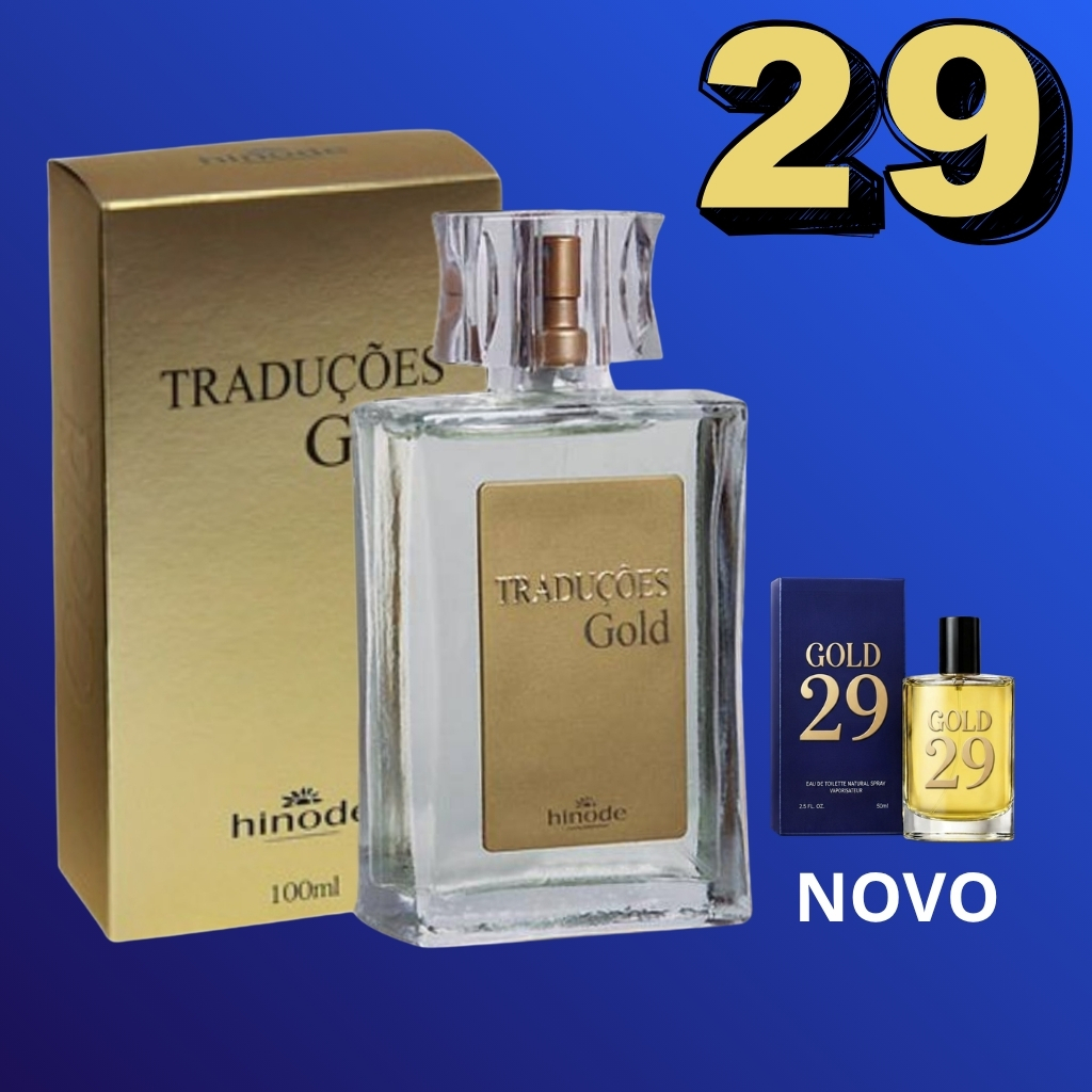Perfume Masculino Gold Nº29 Traduções Hinode 100ml / 50ml - Pollo Blue Aromático Fougere - Aroma Suave - Nova Embalagem