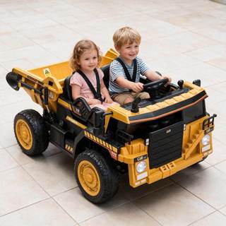 Caminhão Eletrico Trator Infantil Bateria Recarregável 12v com Partida através da Chave Carreta Levantável