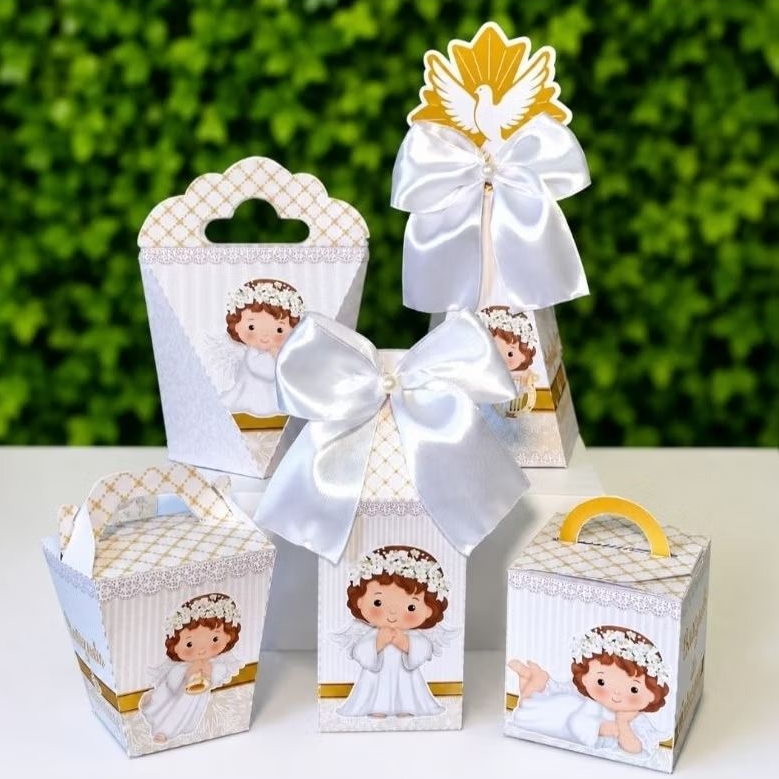 Kit Caixinhas Batizado | Lembrancinhas Personalizadas para Batizado | Montado | Batizado Anjinho