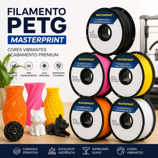 Filamento PETG 3D 1kg 1,75mm impressão Masterprint Premium Varias Cores