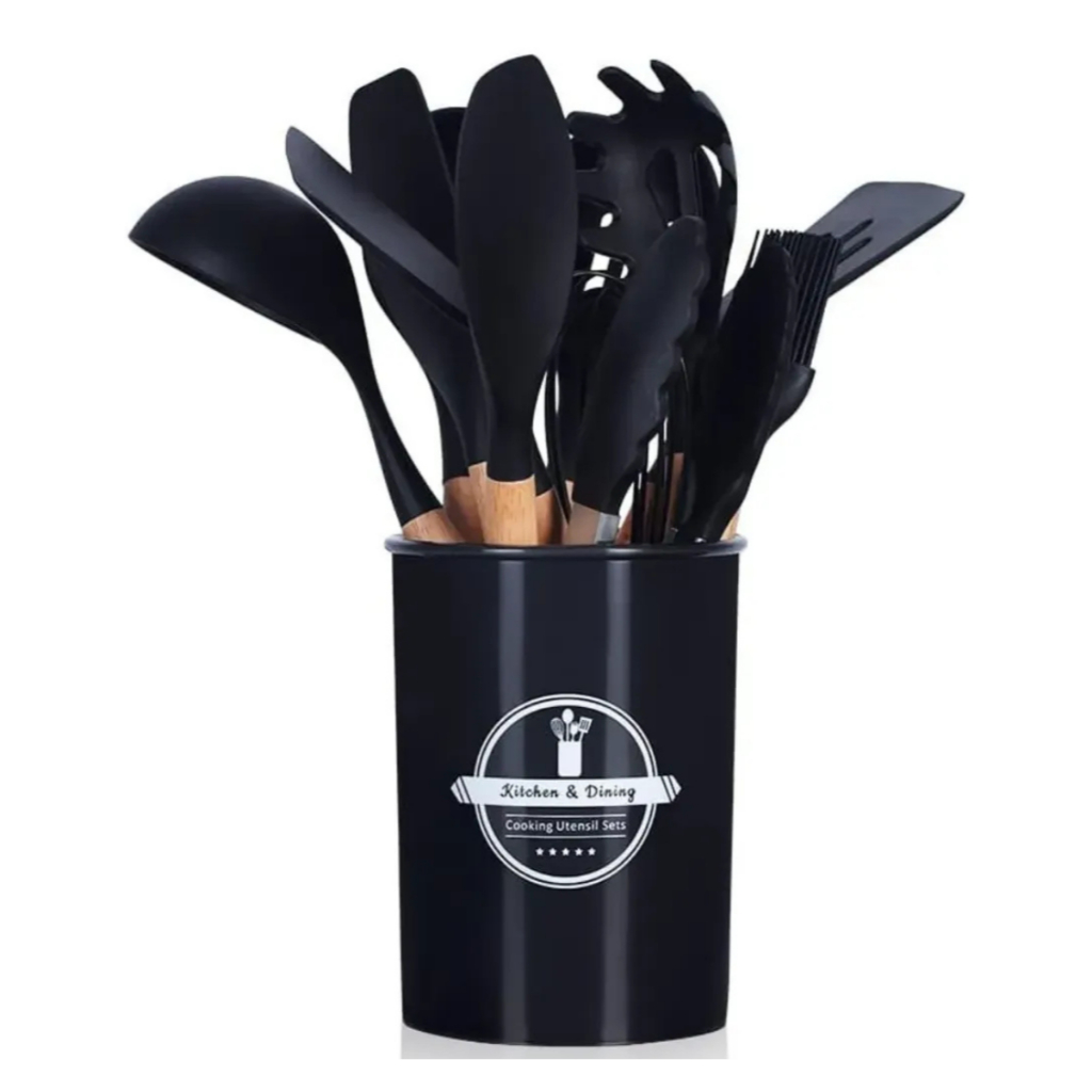 Utensílios de Cozinha em Silicone 12 Peças - Resistente ao Calor e Livre de BPA, Fácil de Limpar