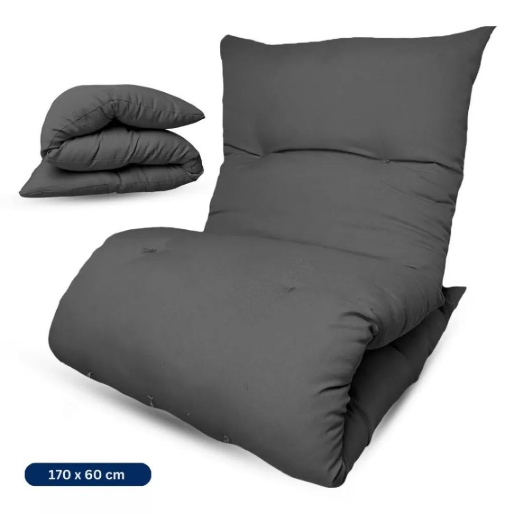 Imagem Almofada Futon Dobrável 170x60x9cm Colchonete Multiuso Oxford para Visita Sofá e Meditação