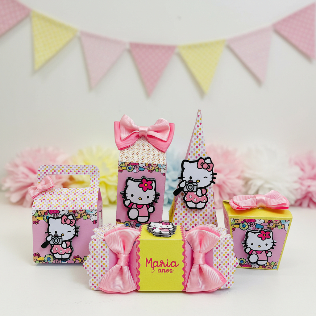 KIT CAIXINHAS PERSONALIZADAS PARA FESTA - QUALQUER TEMA - LEMBRANCINHA DE ANIVERSÁRIO - HELLO KITY