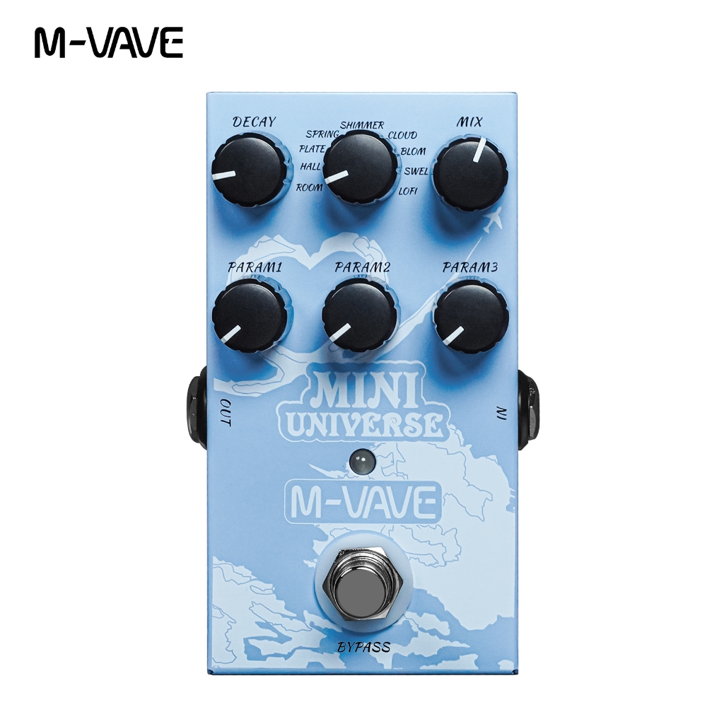 M-vave Mini Universe Pedal de Reverberação Digital Pedal de Reverberação Analógica para Guitarra Pedal de 9 Tons de