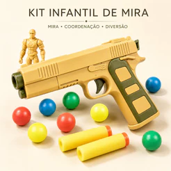 Kit Infantil Jogo de Mira com Bolinhas Dardos de Espuma e Boneco Alvo Coordenação e Diversão