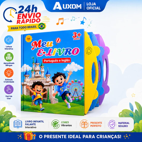 Livro Infantil Falante Bilíngue Português/Inglês Educativo Interativo com Som