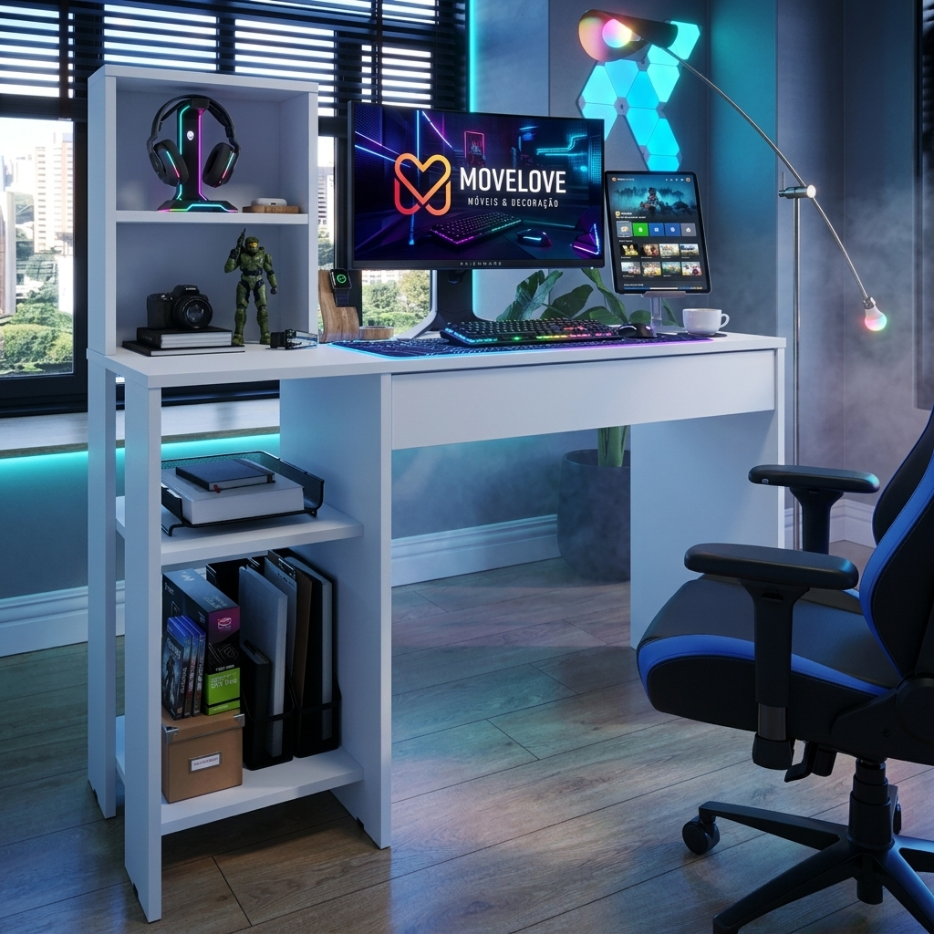 Mesa para Computador Smart Black Friday com Gaveta e Nicho Superior Opcional Home Office Escrivaninha Movelove — imagem 2 de 2