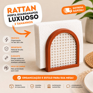 Porta Guardanapos Cestinha Utensílio Doméstico Acessório Cozinha Retrô Decoração Rattan