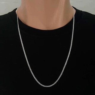 Corrente Correntinha Prata Masculina Fina 2mm Banhado A Prata 925 60cm/70cm