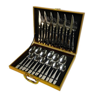 Conjunto 24 Peças Talheres Inox com Maleta Colher Garfo Faca Maleta