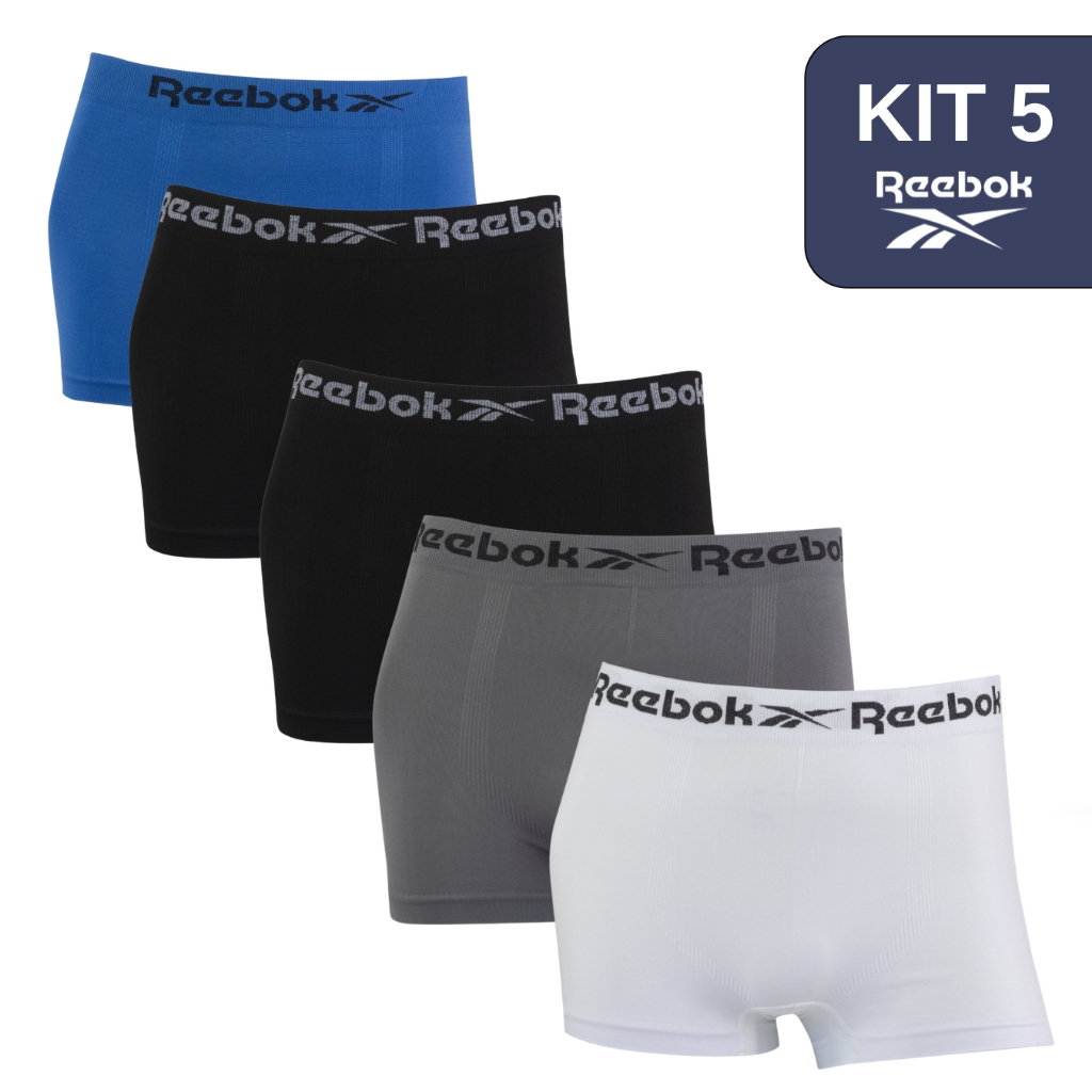 Kit 5 Cuecas Boxer Reebok Masculina Original Microfibra Sem Costura Box Confortável  Adulto
