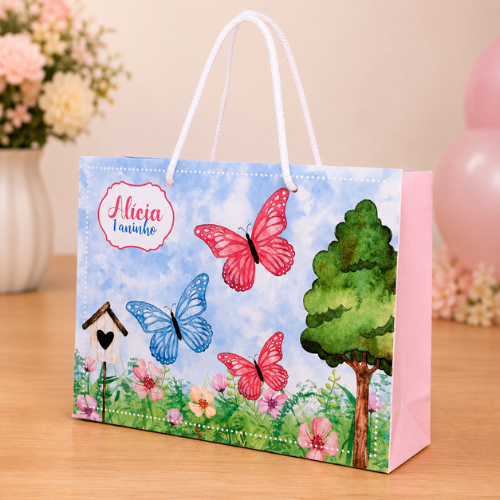 Sacolinha Personalizada Jardim das Borboletas/Pegue e monte/lembrancinha festa/ sacola surpresa