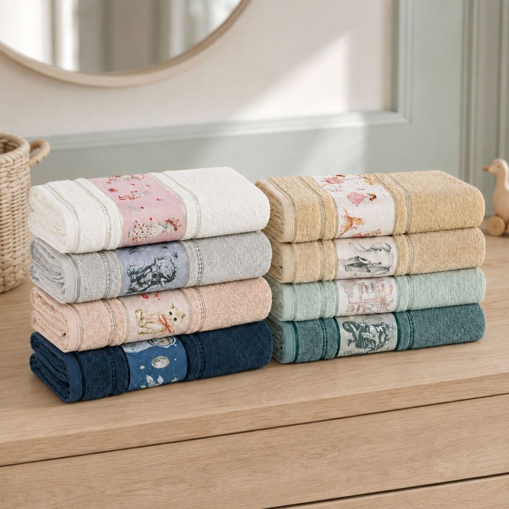 Toalha de Banho Infantil Karsten 100% Algodão Felpuda Fio Cardado Estampada Menino e Menina