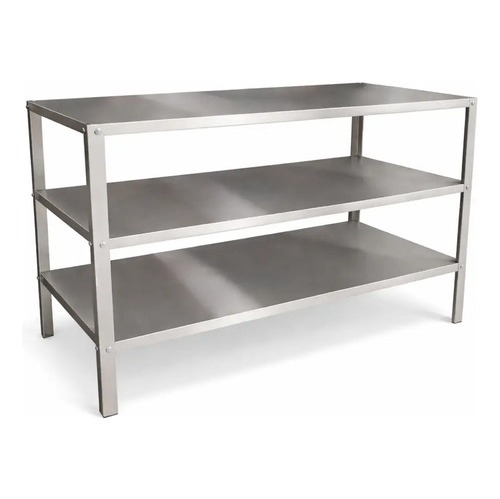 Mesa Inox 120cm 3 Prateleira Cozinha Industrial Bancada