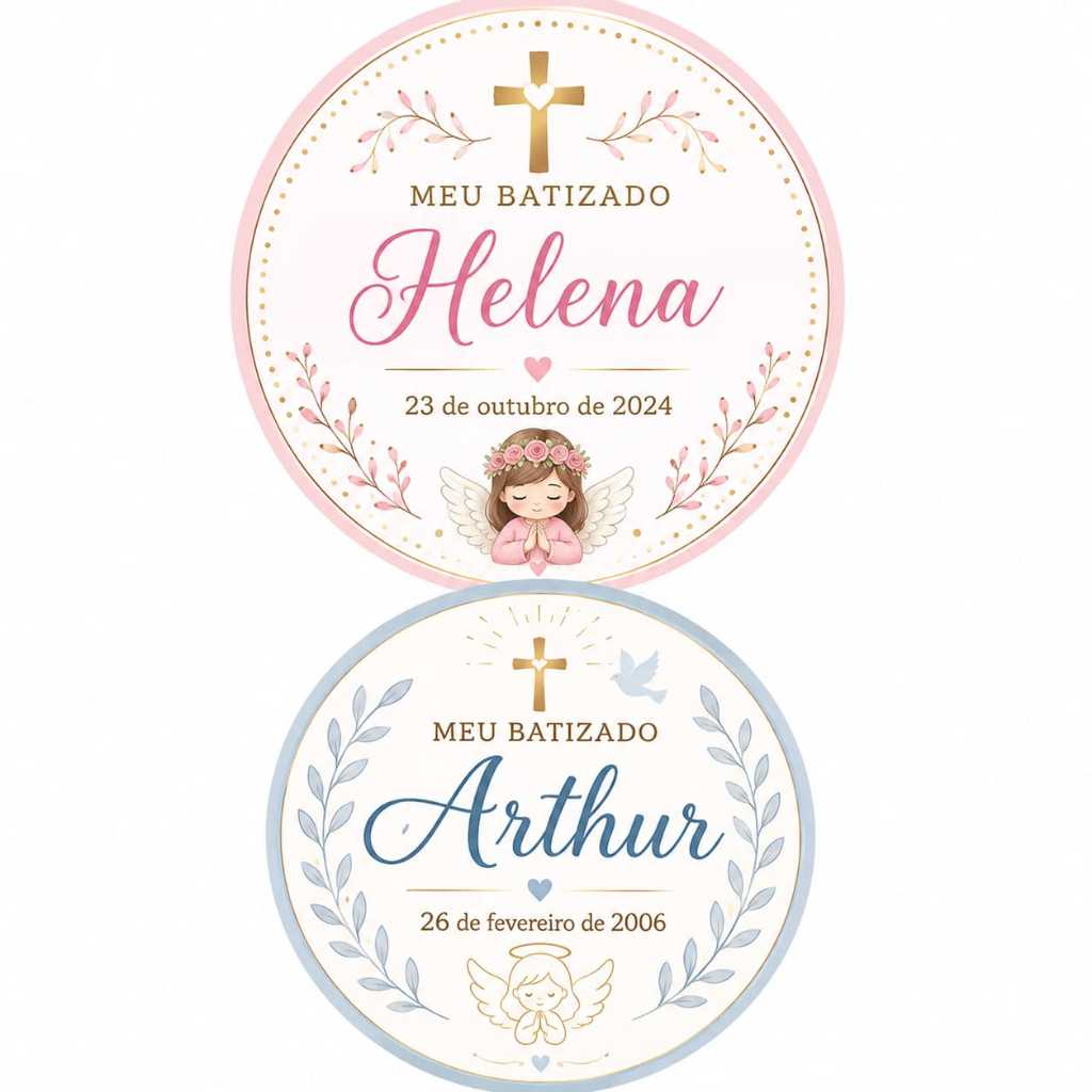 kit lembrancinha batizado, 10 mini terço, 10 latinhas, 10 saquinhos de organza adesivo personalizado com nome e data