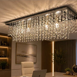 Lustre Retangular sala Acrílico, luxo LED