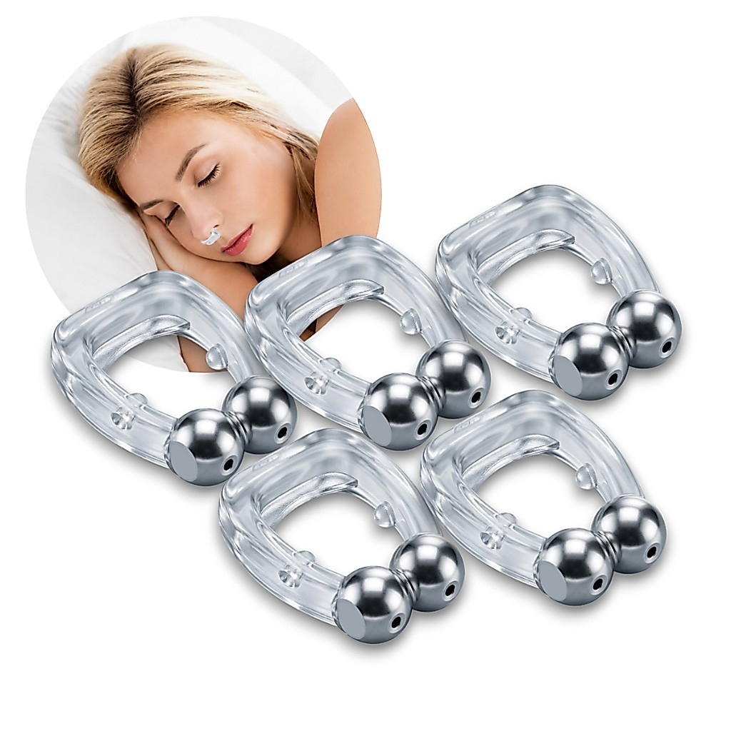 Kit 5 Unidades Clipe Nasal Anti-Ronco Com Imã Para Nariz - Tratamento de Apneia