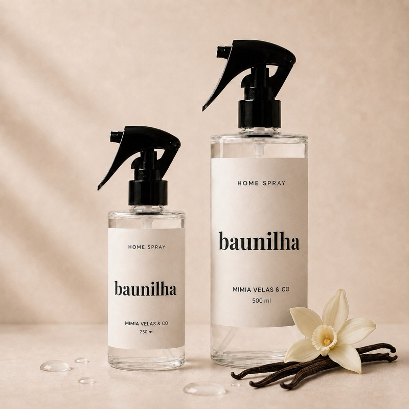 Home Spray Baunilha 500ml e 250 Aromatizador Ambientes Odorizante Cheirinho Para Casa Água Perfumada