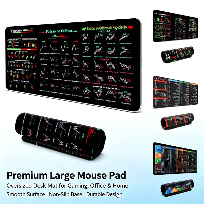 `Mouse Pad Gamer Extra Grande Atalhos Excel Tapete de Mesa Escritório Trabalho Antiderrapante`