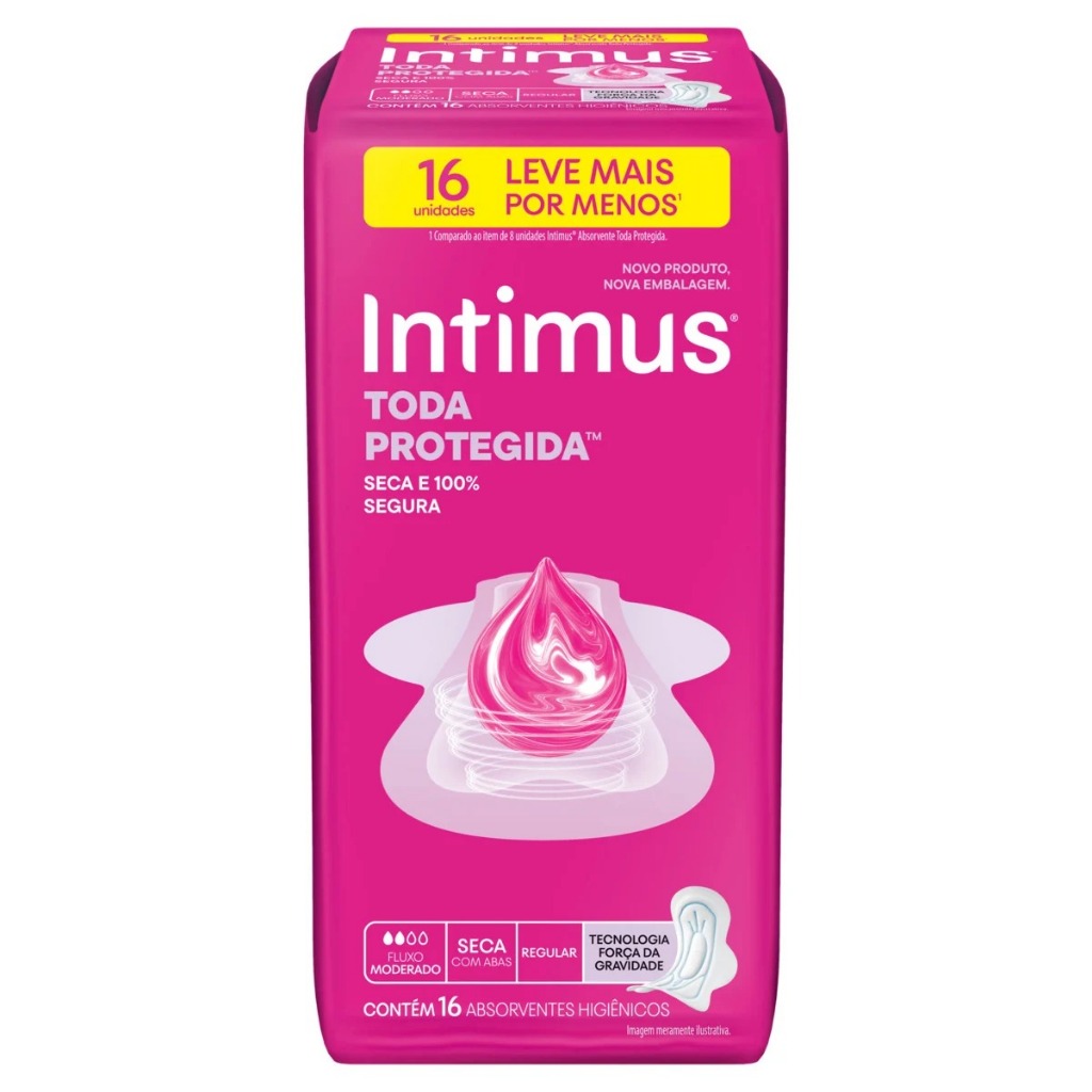 Absorvente Intimus gel tripla protecao seca com abas Leve 16un. Pague 14un.