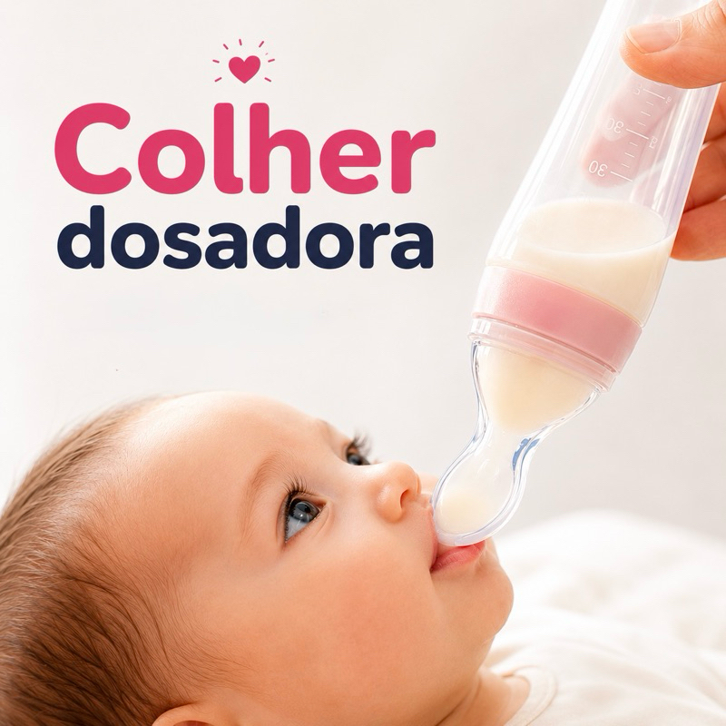 Colher Dosadora Mamadeira Infantil De Silicone 90ml Introdução Alimentar Bebê C/ Ventosa Base Antivazamento