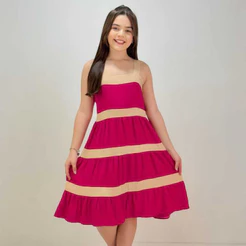 Vestido Infantil Menina Midi Premium Leve Toque Suave Três Marias Estilo Casual Princesa....