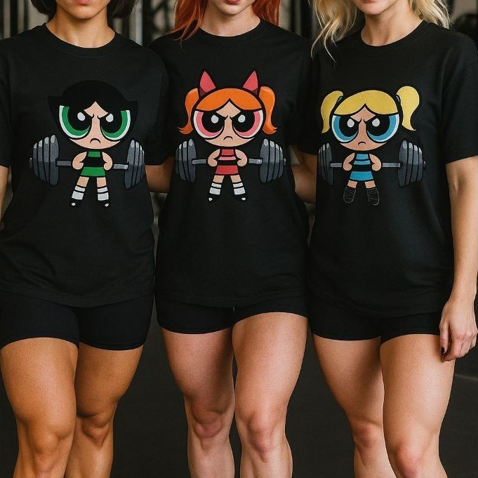 Kit 3 Camisetas Femininas 100% Algodão Meninas Super Poderosas Femininas Academia Fitness Promoção Treino.