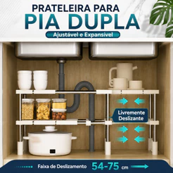 Prateleira Retrátil para Pia de Cozinha Organizador de Armário 2 Níveis Ajustável