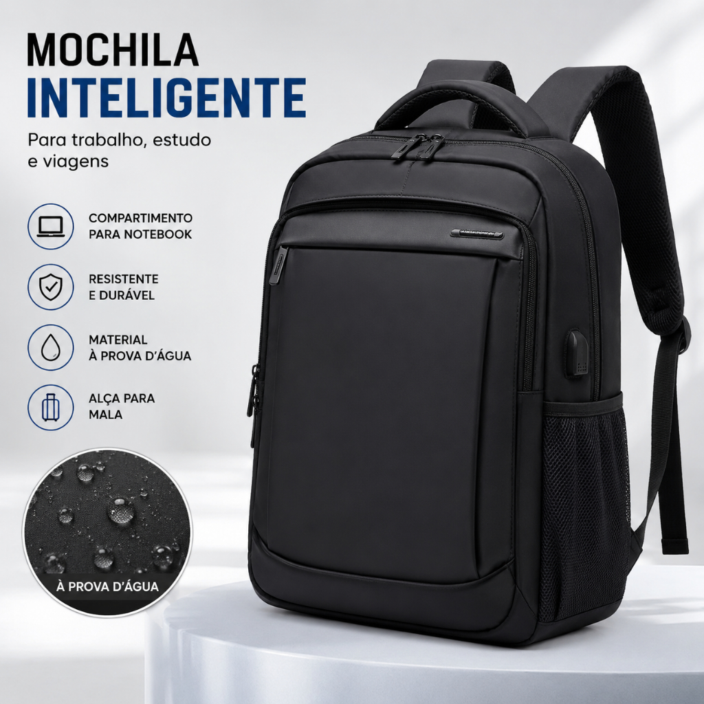 Mochila Executiva Grande Com Compartimento Para Notebook