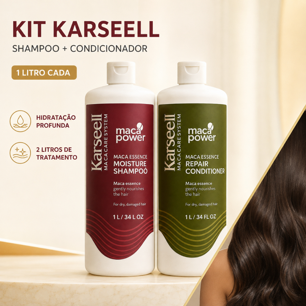 Shampoo Hidratante 1 L, Condicionador 1 L Karseell - Hidratação Profunda Para Cabelos