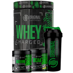 Kit Whey Protein Charged Original + Bcaa + Glutamina + Shaker - Original