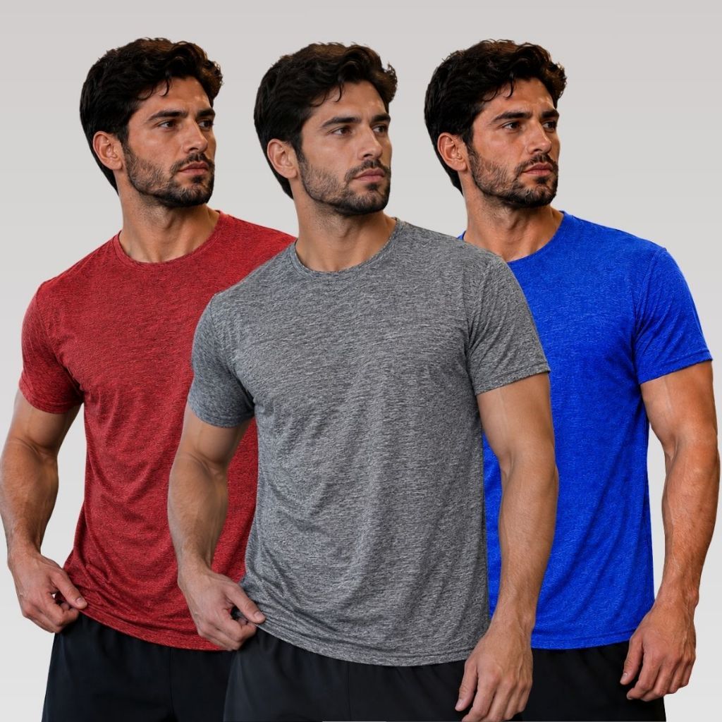 Kit3 Camisas Camisetas Dry Fitness Masculino Tecido confortavel Tam M ao GG pra Treino Academia Casual