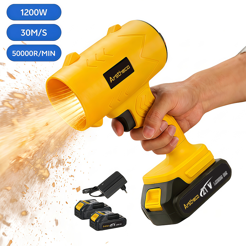 Soprador De Folhas Turbo Recarregável Portáti 21V 2 Baterias  Forte Soprador Folhas