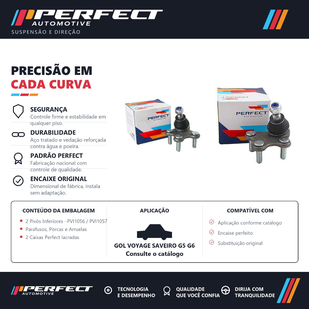 Par Pivo De Suspensão inferior Gol Voyage Saveiro G5 G6 G7 Fox Up Perfect