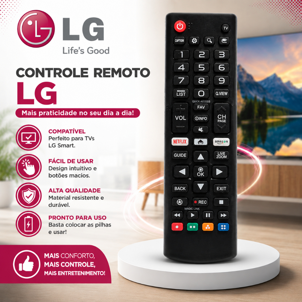 Controle TV LG Compatível com todas TVs Smart