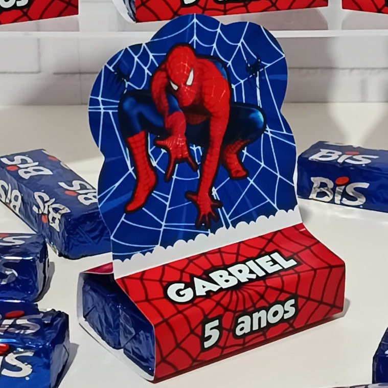Porta Bis HOMEM ARANHA Personalizado | Bis Duplo Homem Aranha | Lembrancinha Homem Aranha "pegue e monte"