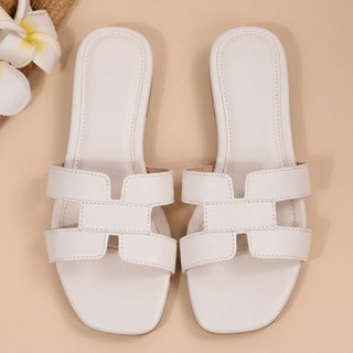 Sandália Feminina Slide Rasteira H Moda Elegante Macia Versátil Passeio Leve