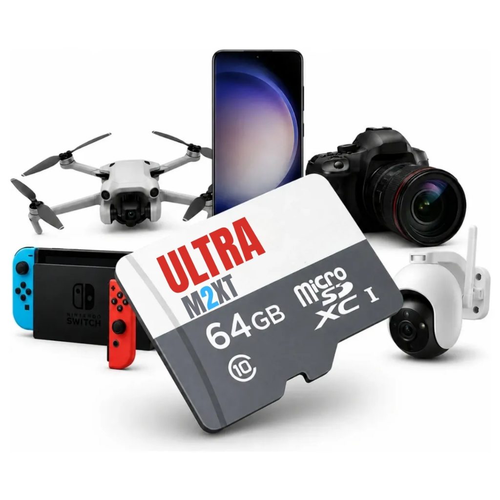 Cartão de Memória Micro SD 64GB/128GB Ultra A1 Classe 10 Alta Velocidade C/Adaptador Celular Câmera Drone Notebook