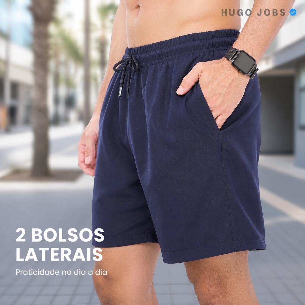 Short Tactel Masculino Praia Piscina Seca Rápido Elastano Elástico Cordão Bolsos Verão Confortável Premium Moda