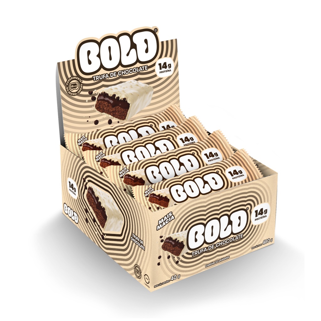 Barra de Proteína Bold Trufa de Chocolate 40 g -14 g de Proteína - Caixa com 12 Unidades