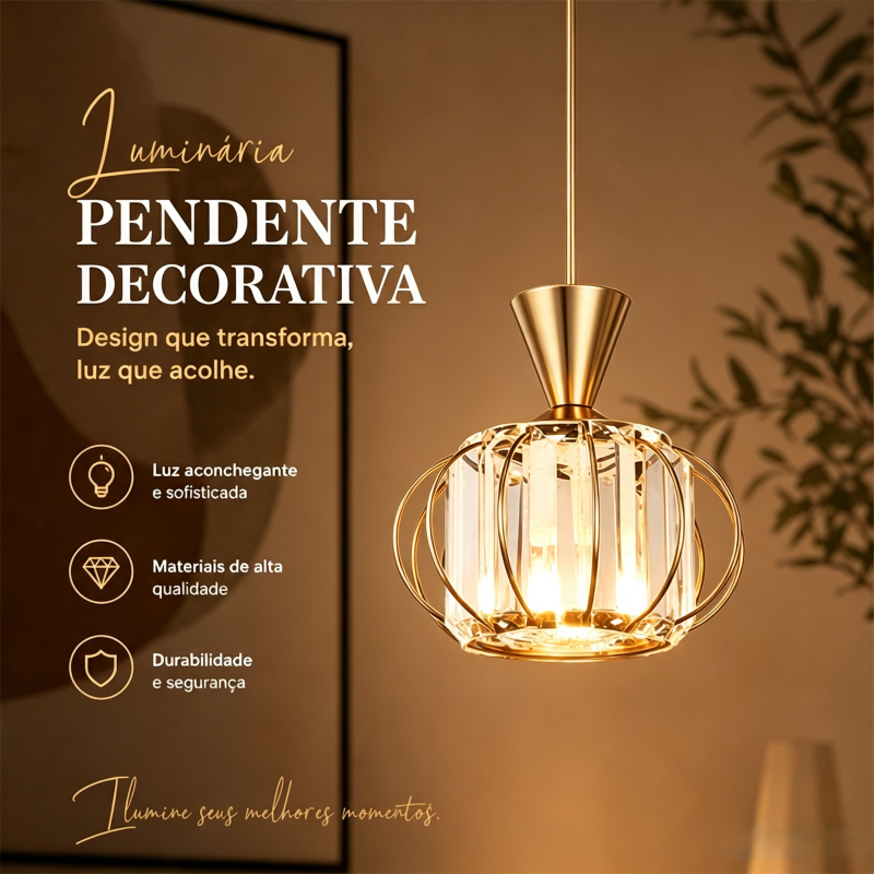 Lustre Pendente Moderno Soquete E27 Bivolt 110V‑220V Efeito Transparente, Decoração para Sala Quarto e Sala de Jantar