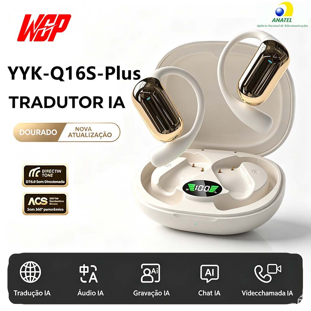 Imagem Fone Bluetooth Esportivo Ouvido Aberto, Tecnologia ACS Áudio 3D, Sem Vazamento de Som, Display Digital, Bateria Longa