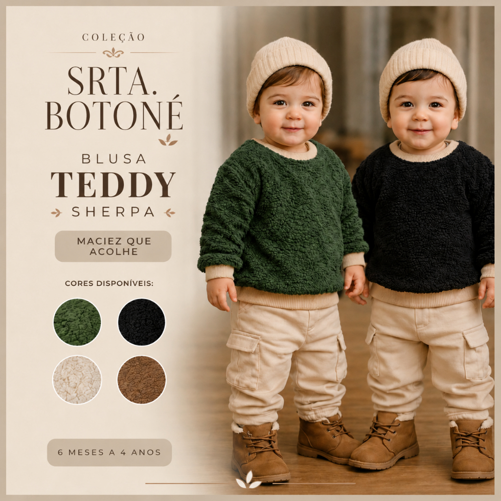Blusa Infantil Menino Teddy Manga Longa moda Kids