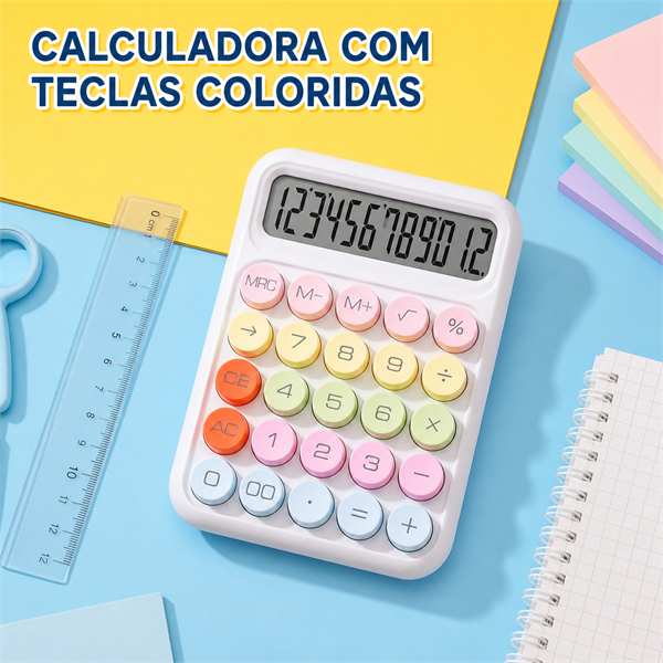 Calculadora de Mesa Tons Pastéis Candy Colors Para Loja Estudante Decoração Home Office Pronta Entrega Bivolt
