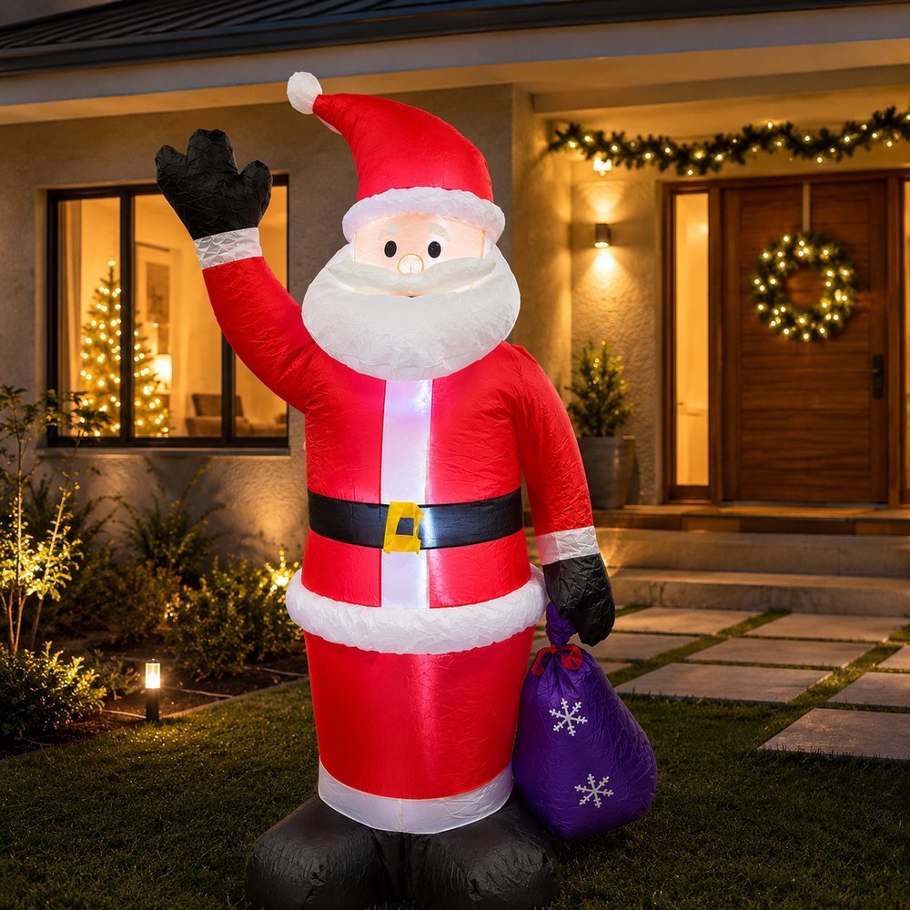 Papai Noel Inflável Natalino com 6 LEDs - Vermelha