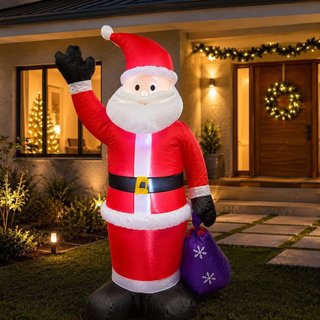 Papai Noel Inflável Natalino com 6 LEDs - Vermelha