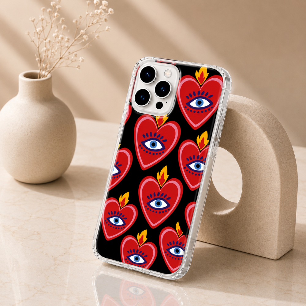 Capinha Fashion Anti Impacto Sacred Heart Pattern - disponível para iPhone, Samsung, Motorola e Xiaomi