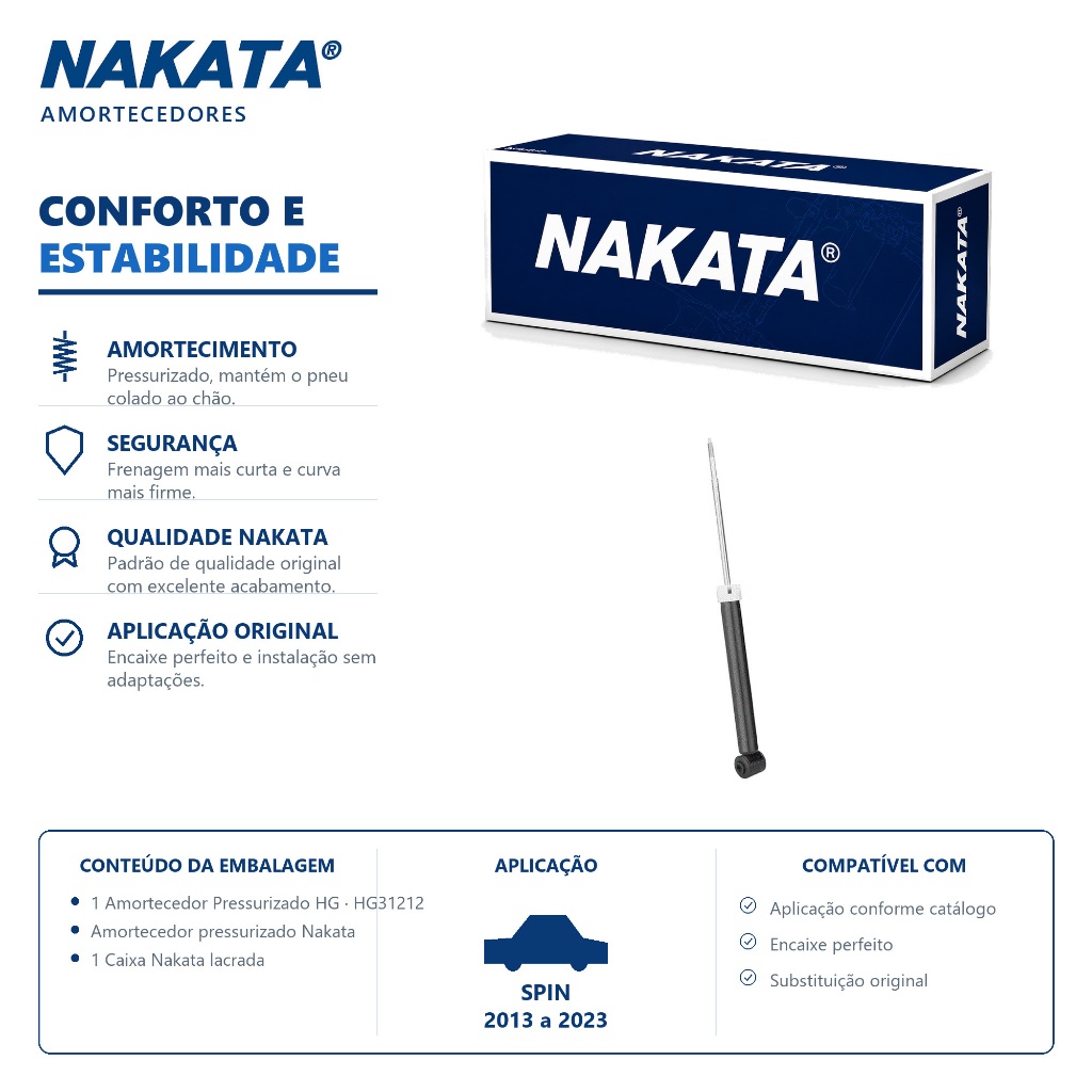 Amortecedor Traseiro Spin 2013 a 2023 Nakata HG31212