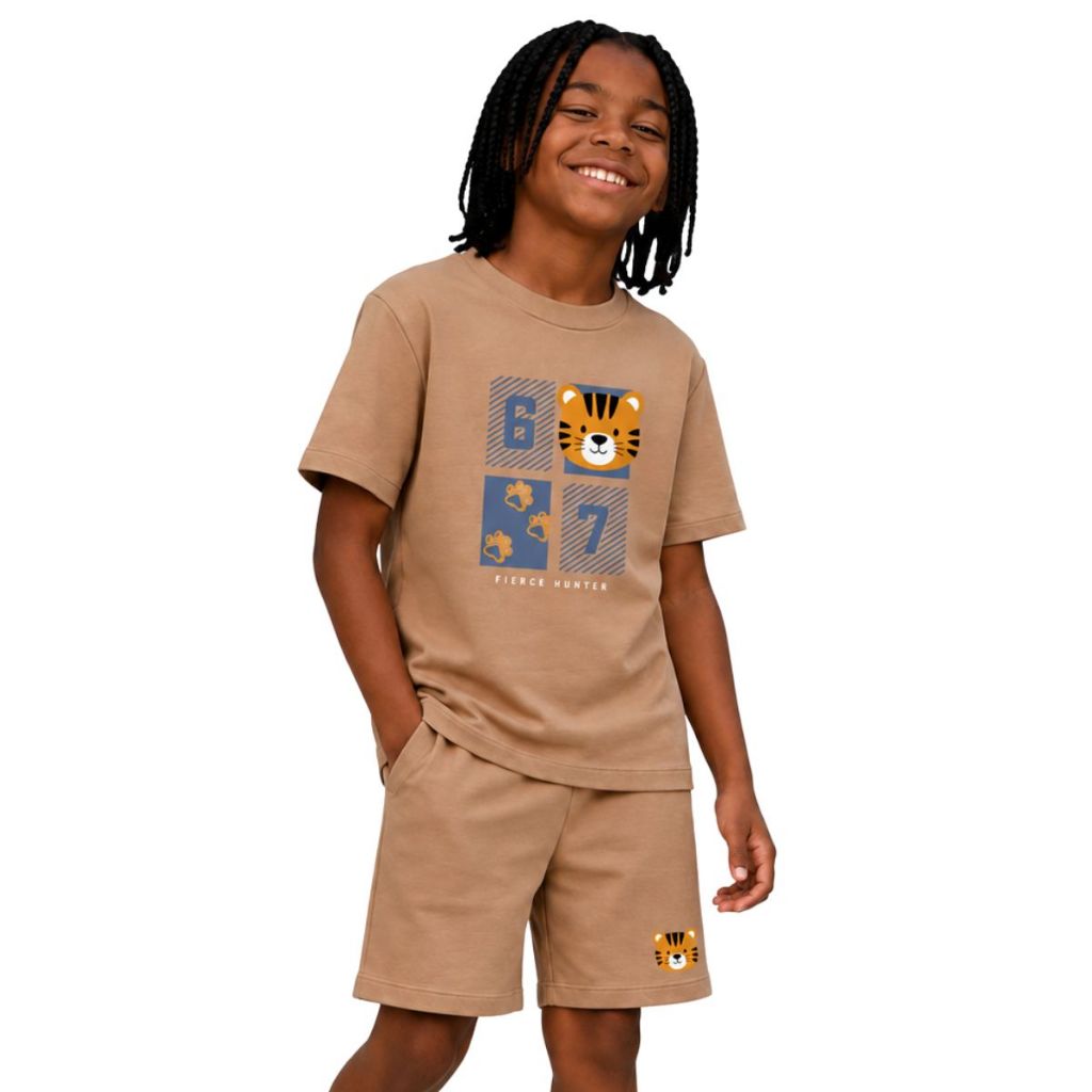 Conjunto Infantil Camiseta Bermuda Suedine Estampado Confortável