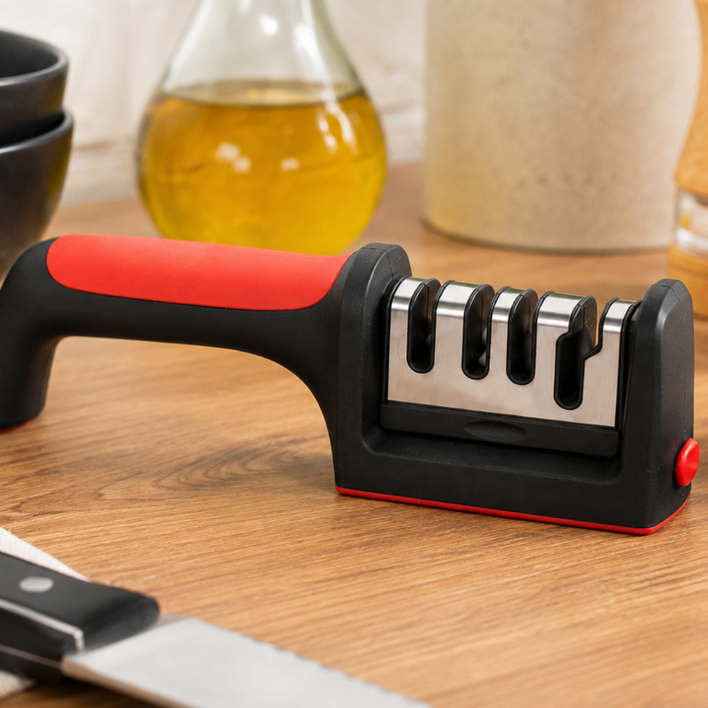 Afiador De Facas E Tesouras Manual Profissional 4 Em 1 Amolador Kit Individual Ou Duplo Inox